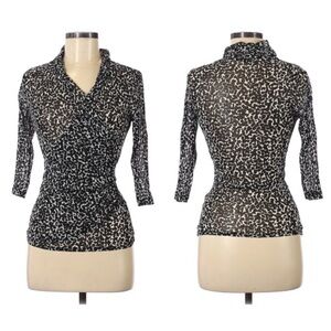 KAREN KANE Leopard Print Faux Wrap BLOUSE Size Medium
